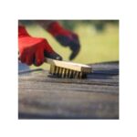 Strong bristles quickly remove flaking paint, rust, and scale
