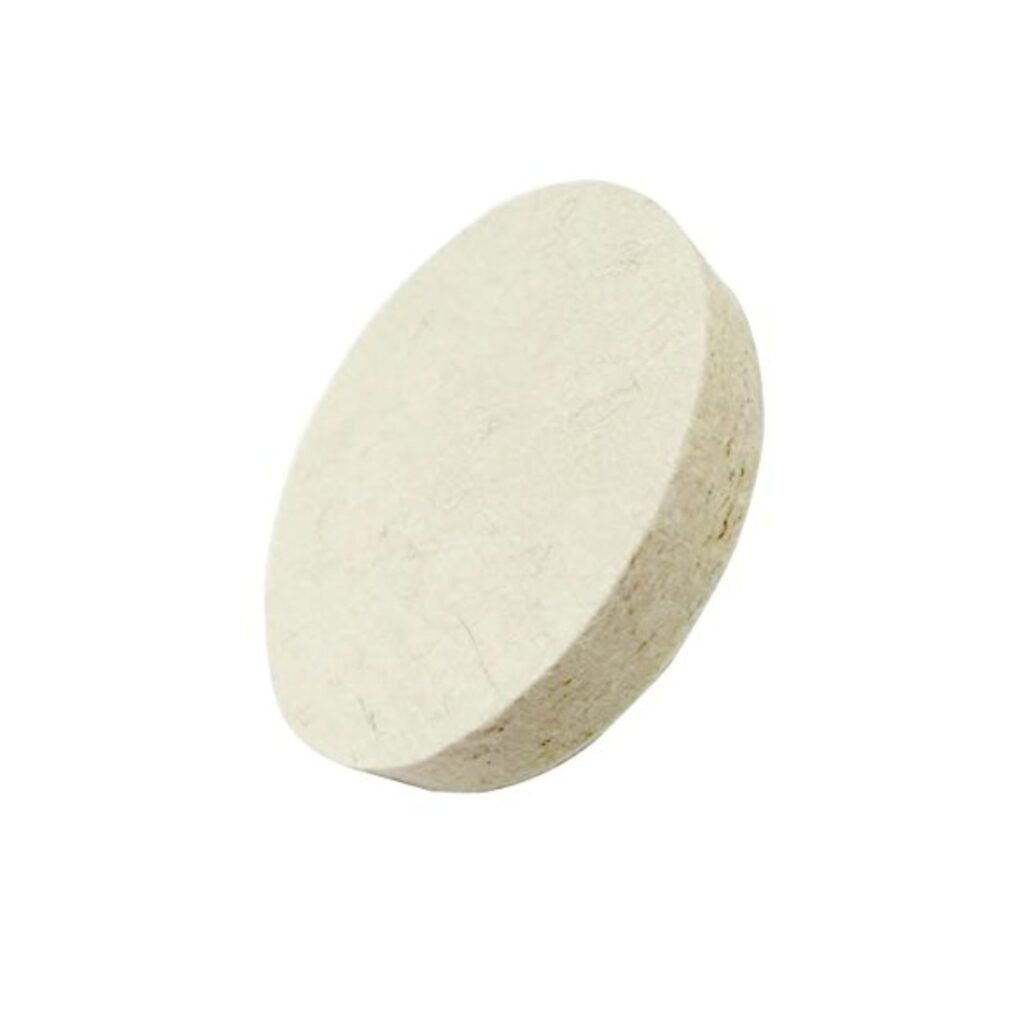 Compressed non-woven sheep wool felt wheels are used for polishing glass.