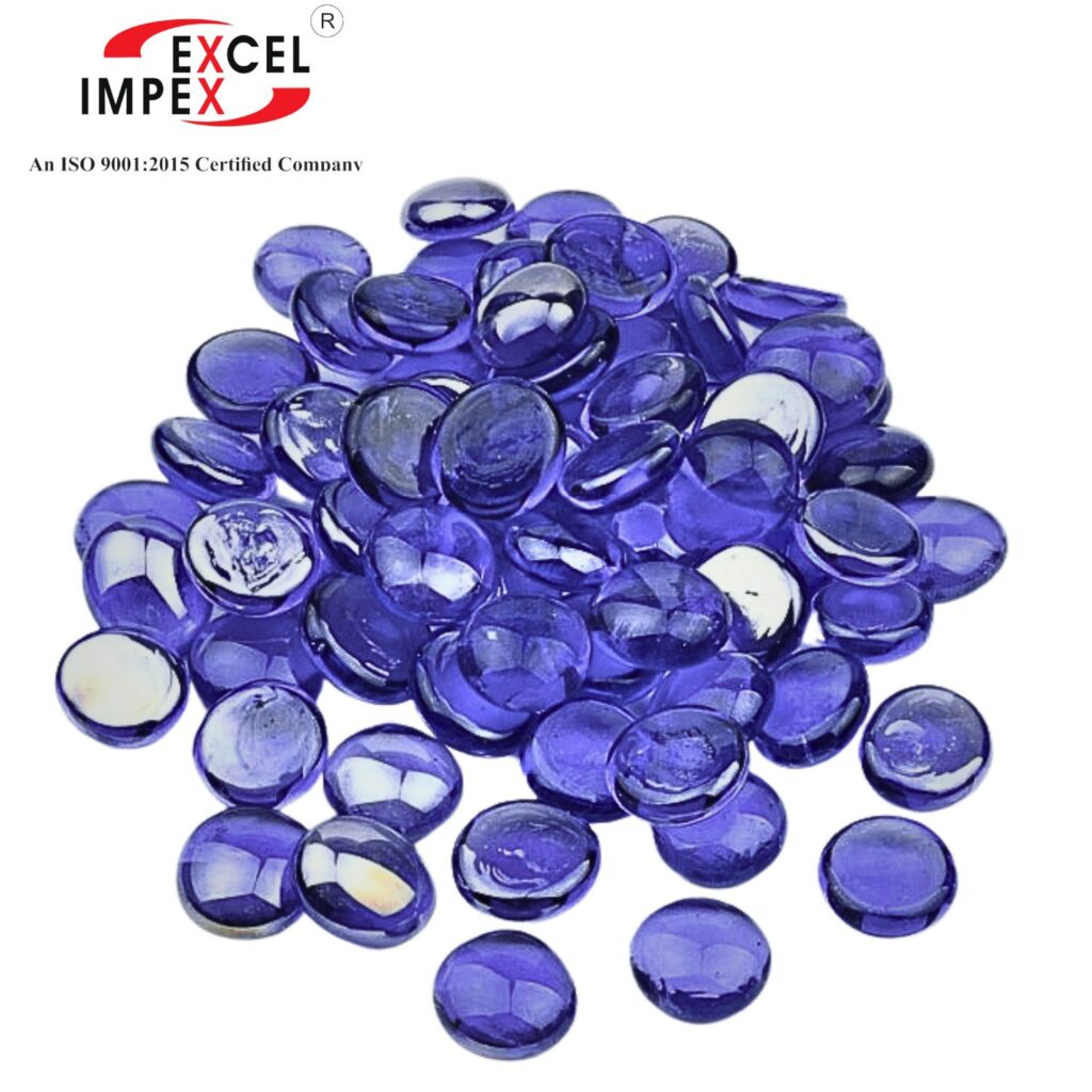 round shaped glass gems with flat bottom which can be used for decorating your glass creations.